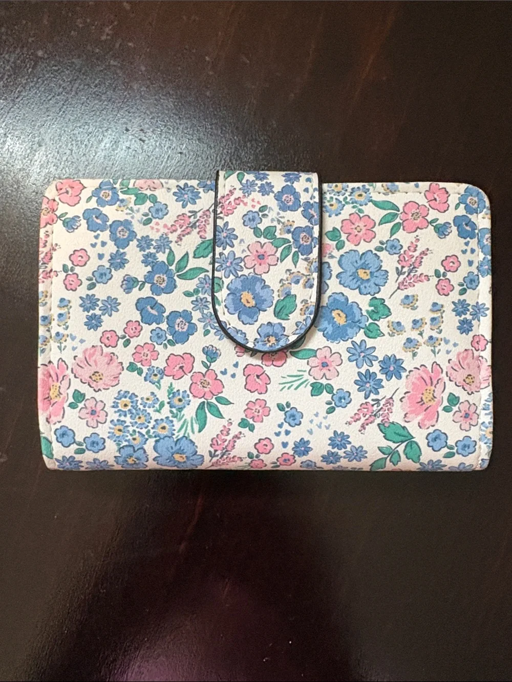 NWOT - Floral Snap Wallet - Pink & Blue Floral Women's Wallet - Never Used